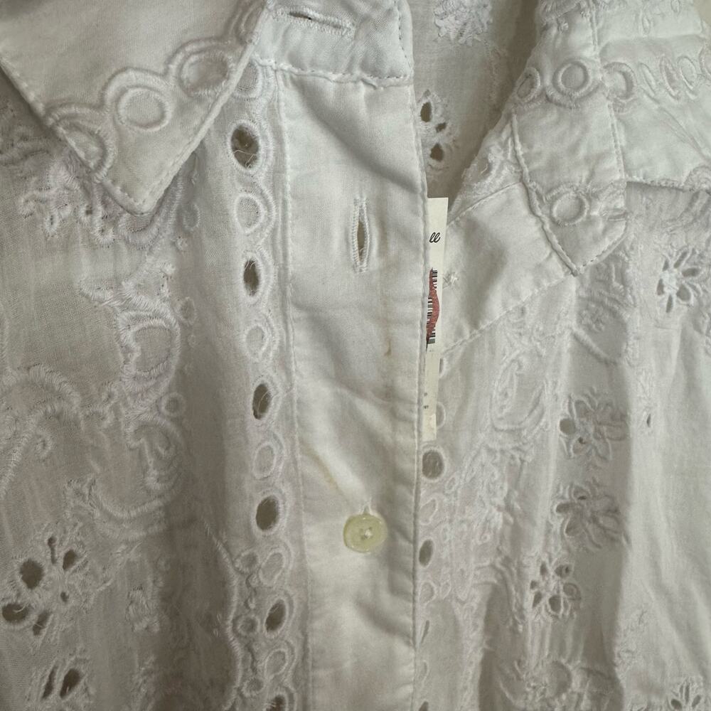 Madewell Embroidered Oversized Button Up Shirt US Women's L - Picture 6 of 7